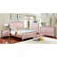 Table de chevet 2 tiroirs en bois avec bordure miroir, or rose