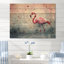 Minimalisme Flamingo sous la pluie I - Décoration murale en bois animal flamant rose sur bois de pin naturel