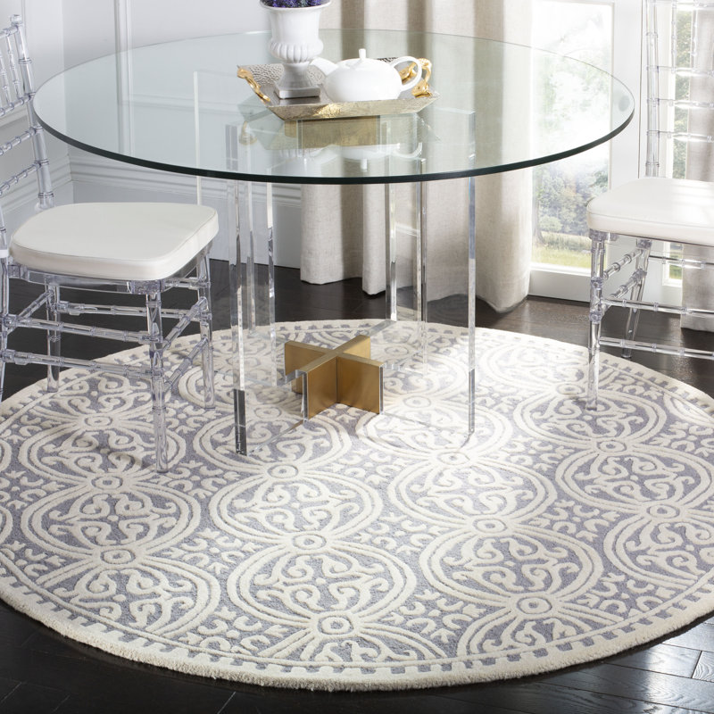 Sadik Hand Tufted Wool Geometric Rug, Round 8'