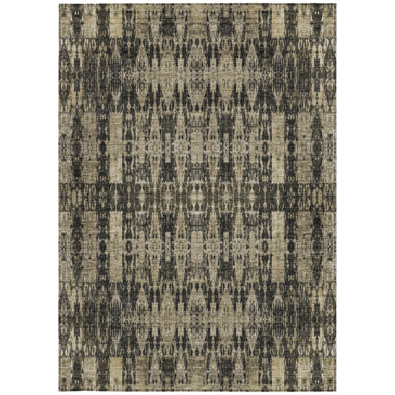 Tapis intérieur / extérieur marocain lavable taupe et beige 10 pi x 14 pi