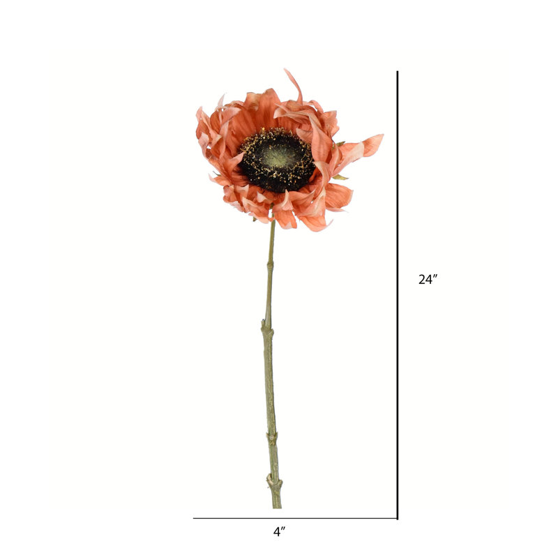 Tige de tournesol artificielle 24 po, Brun