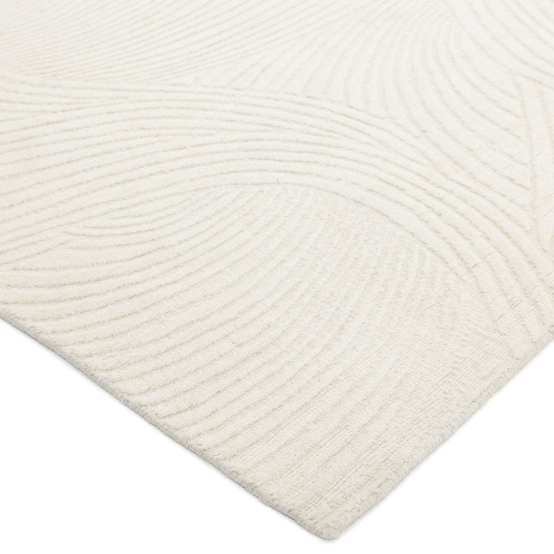 Ayr Handmade Wool Area Rug, Ivory, Rectangle 5' x 8'
