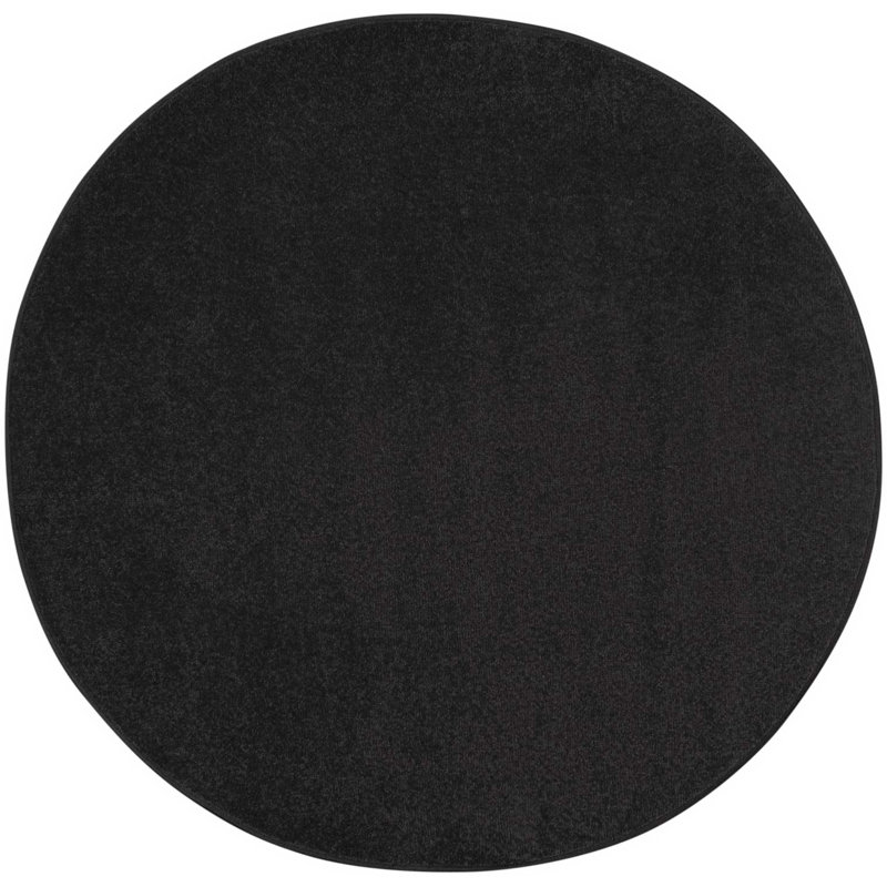 Tapis intérieur / extérieur noir Mullican Sandy, Rond 4 pi
