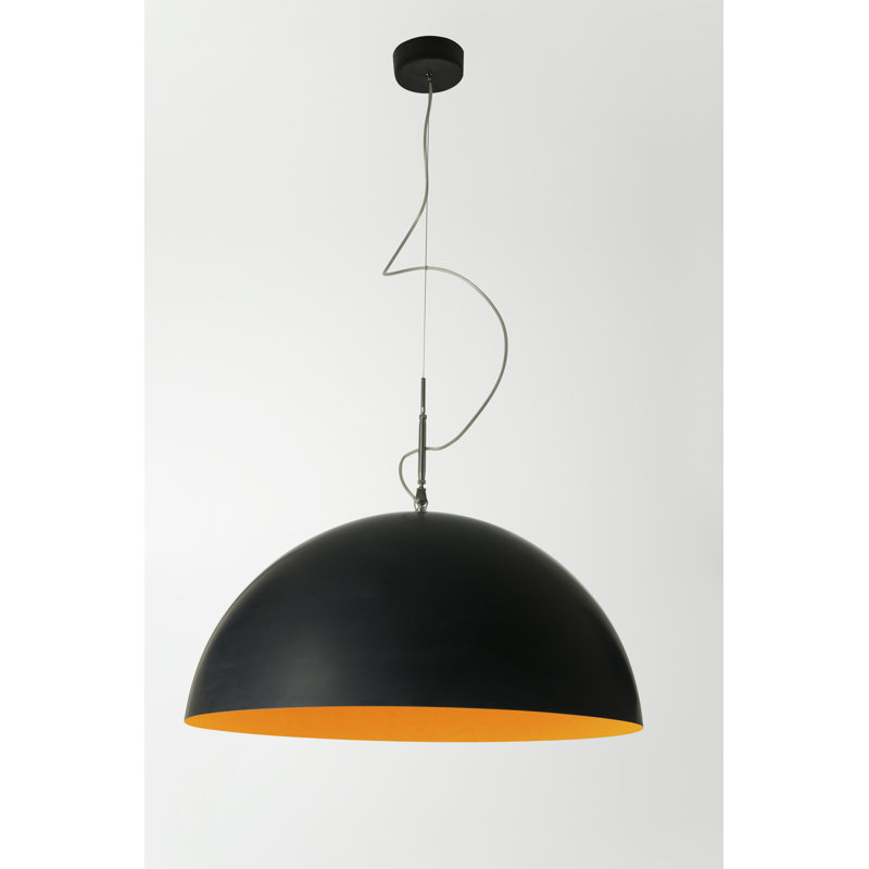 1 - Light Black Dome Pendant, Black/Orange
