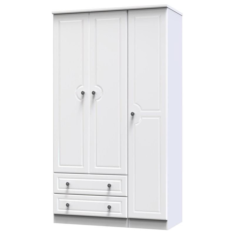 Adala Manufactured Wood Wardrobe, White Gloss/White