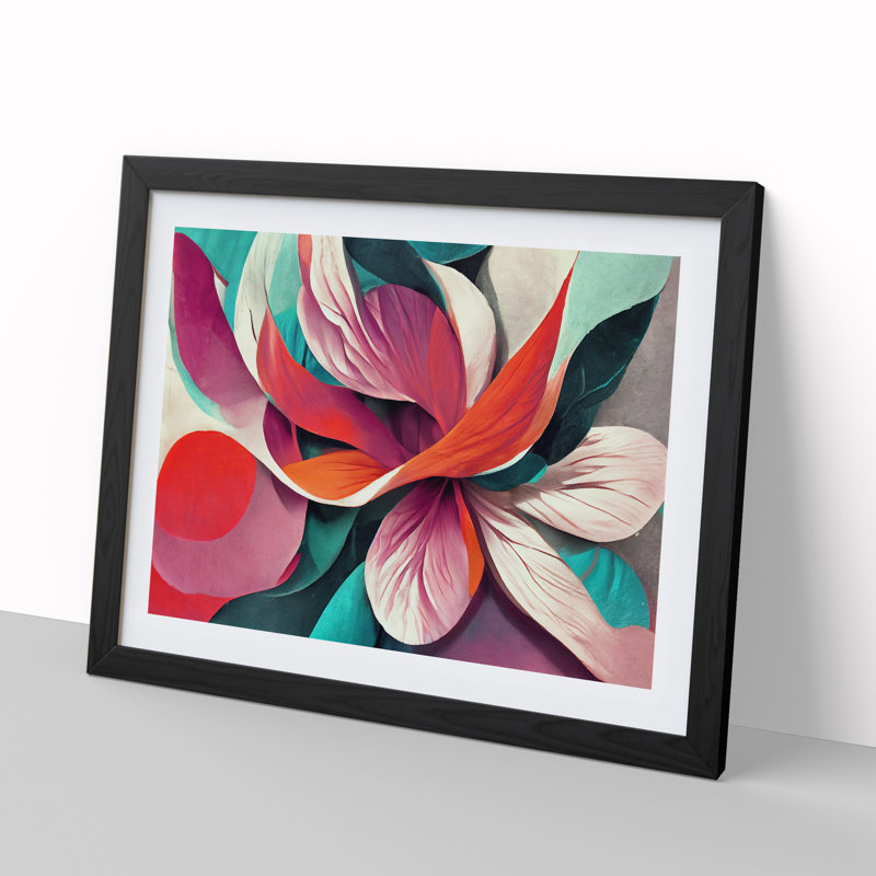 Artistic Flowers Abstract Vol.1 - Single Picture Frame Print, 46cm H x 64cm W x 2cm D, Black Framed