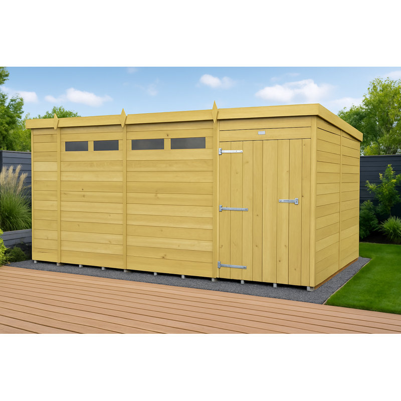 14ft x 8ft Pent Security Shed - Single Door