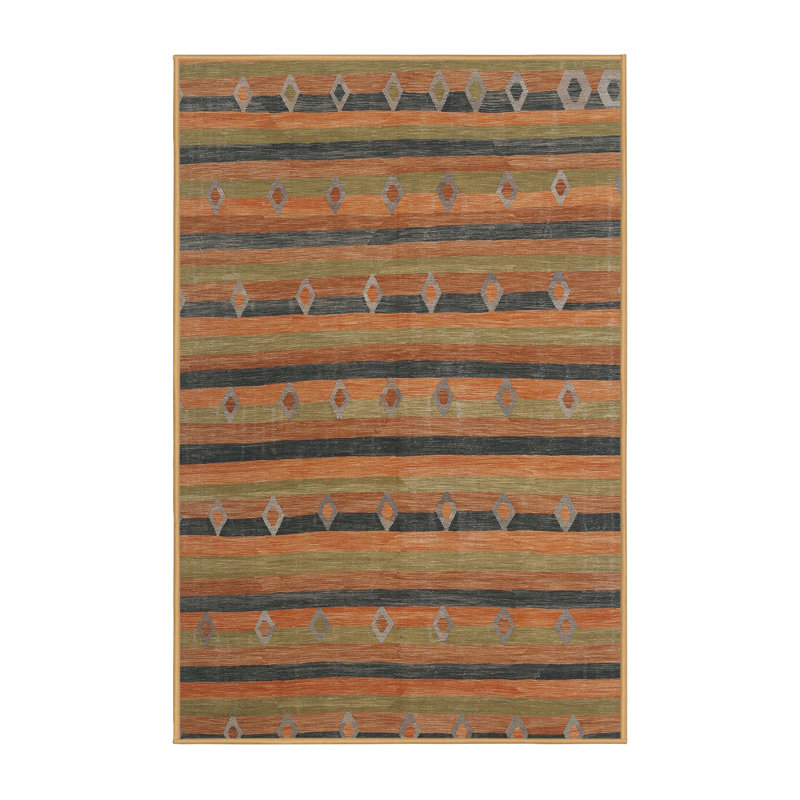 Tapis contemporain brun / gris / noir, Rectangle 2 pi x 4 pi