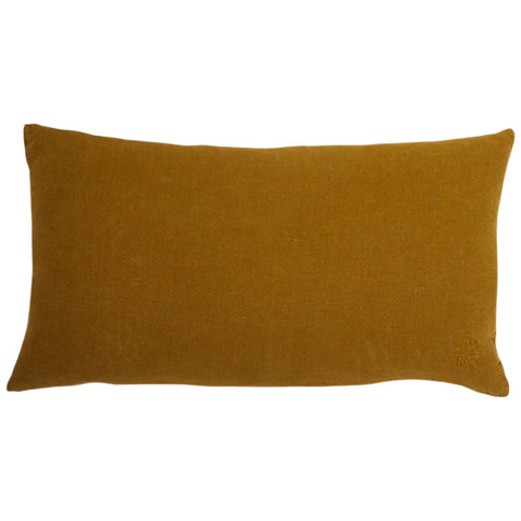 Rectangular accent pillow in mustard yellow.
