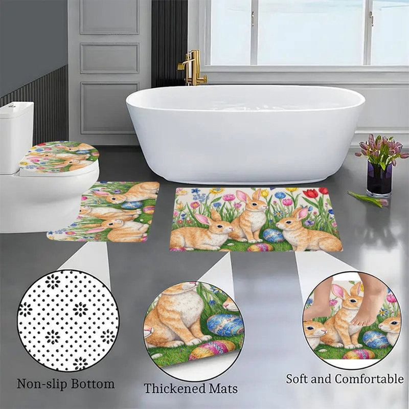 Ensemble de tapis pour salle de bain 4 pièces