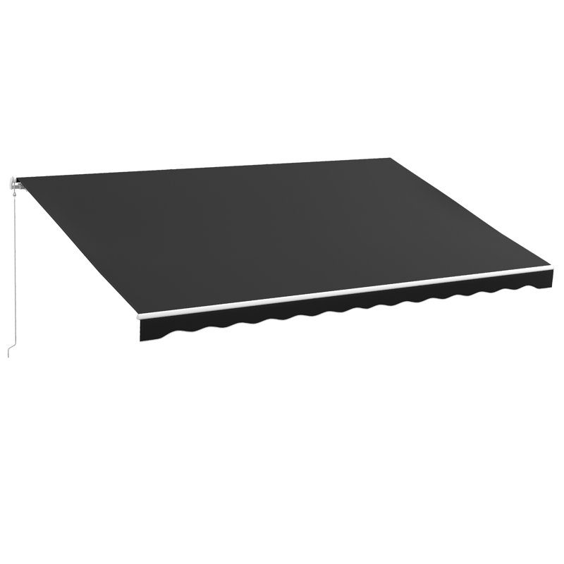 Electric Awning, Retractable Awning with Remote Controller and Manual Crank Handle, 59.1" H x 118.1" W x 189" D, Black