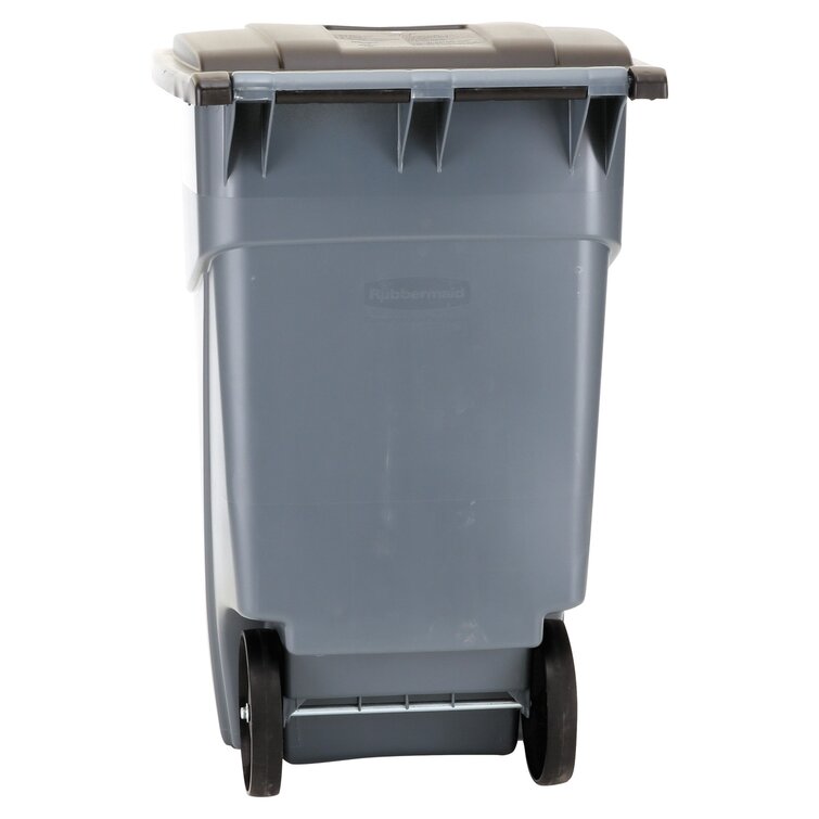 Rubbermaid Commercial Products 50-Gallons Yellow Plastic Commercial Wheeled  Trash Can with Lid Outdoor in the Trash Cans department at