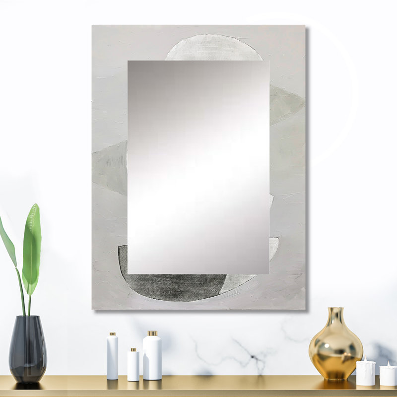 Gris minimaliste, formes simples, peinture II - miroir mural décoratif de formes abstraites, grand miroir gris, impression sur métal
