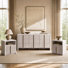 Ensemble de chambre à coucher 3 pièces, commode cannelée à 9 tiroirs et table de chevet