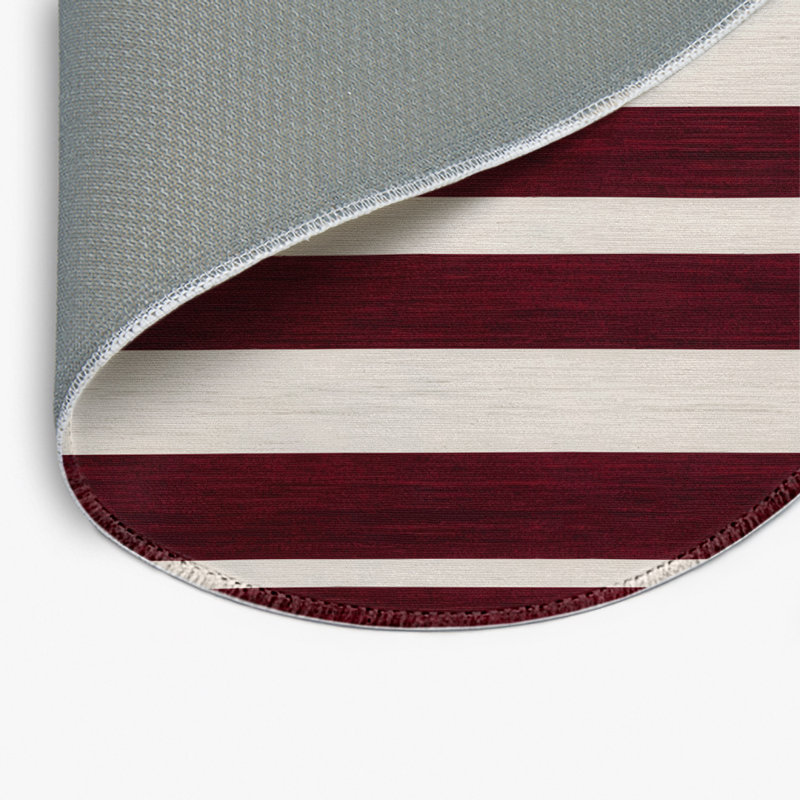 Tapis intérieur / extérieur rouge HorizontalStripes, Rond 5 pi