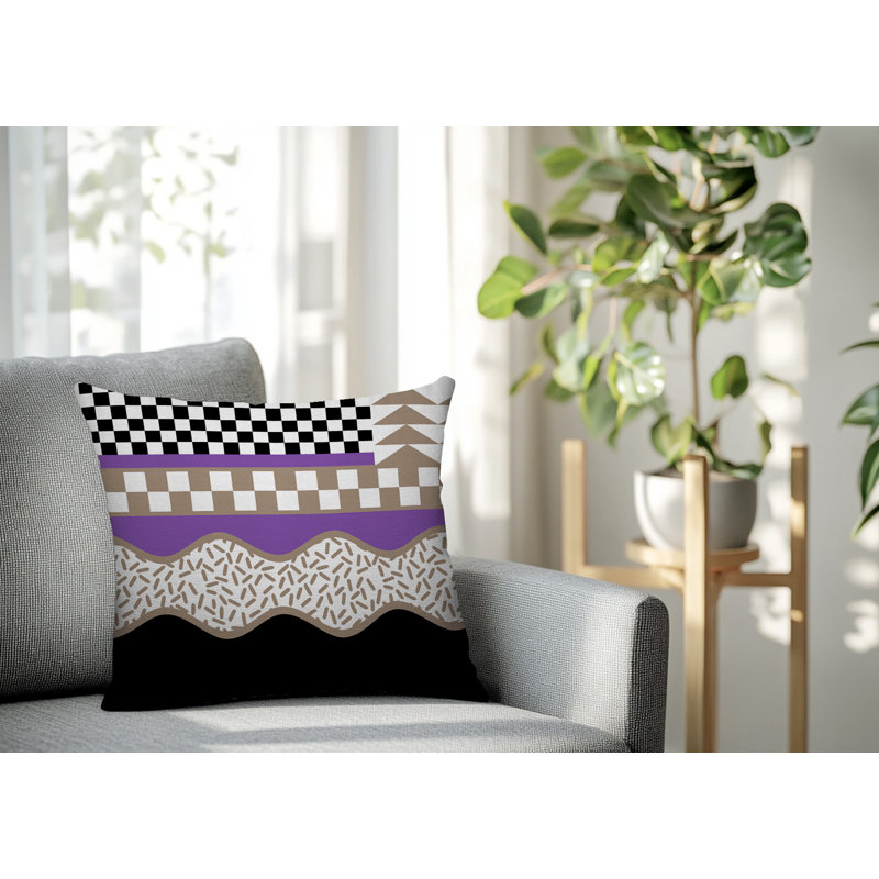 Coussin carré intérieur / extérieur Trix Abstract, Carré 20 po, Mauve