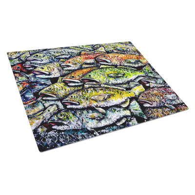 Wanna Be Fishin Glass Cutting Board