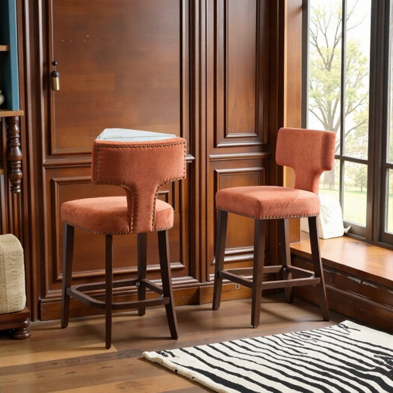 Ensemble de 2 tabourets de bar Mid-Century Modern, Orange