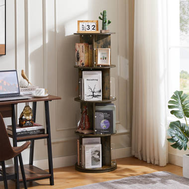 Ebern Designs Jadeyn Rotating Bookshelf 4 Tier 360° Revolving Floor  Standing Bookcase Corner Organizer Display | Wayfair