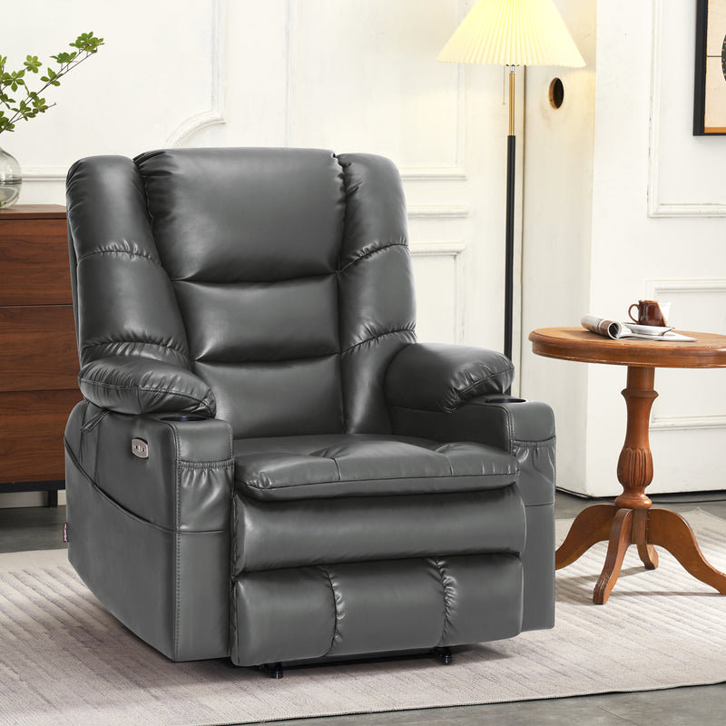 Evslin Dual Motor Power Recliner Lift Chair with Massage and Heating, Infinite Position, Faux Leather, Gray