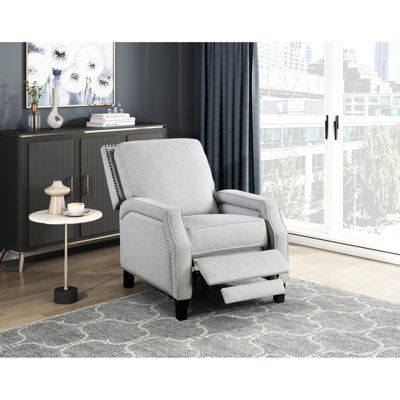 Chaise inclinable transitionnelle en chenille grise, rembourrée de mousse, d'une largeur de 38 po et d'une assise de 21,5 po de largeur
