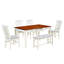 Ensemble de salle à manger Mid-Century 6 pièces avec tiroir de rangement, sièges rembourrés, 1 table avec 4 chaises et 1 banc pour la salle à manger
