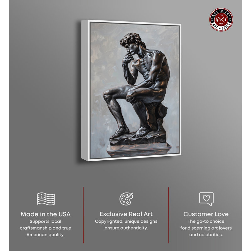 Notori Art Notoriart Ebony Statue In Thought Framed Style 1 Piece Canvas Wall Art