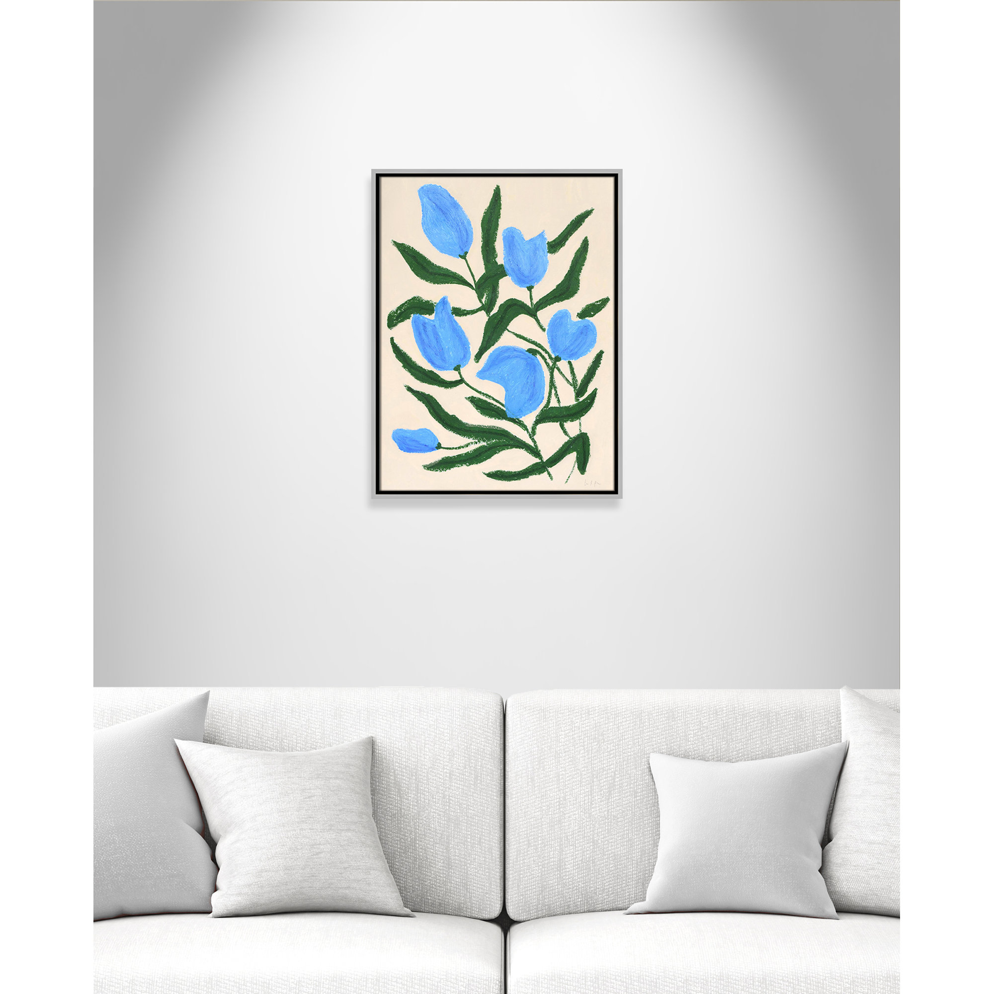 Blue Tulips Print by Camilla Bergqvist, 25.5" H x 19.5" W, Silver
