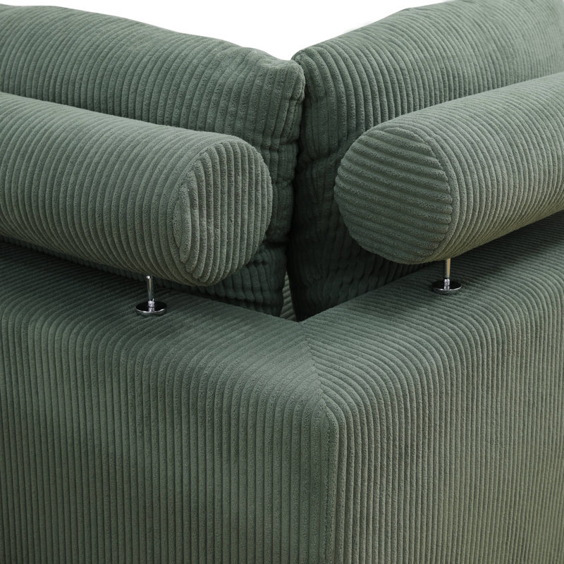 Friedwin 6 - Piece Upholstered Living Room Sofa Set with Ottoman, Green Corduroy