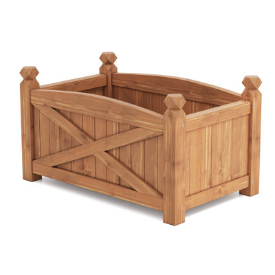 Wooden Raised Garden Bed Elevated Outdoor Planter Box w/ Drainage Holes for Patio