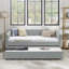 Lit de jour simple avec canapé-lit tapissier, avec rayures verticales, tissu en lin, gris (82,5 po x 43 po x 30 po)-1233525933