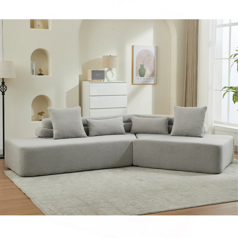 Canapé modulaire rembourré 128 po 128 po, Gris clair