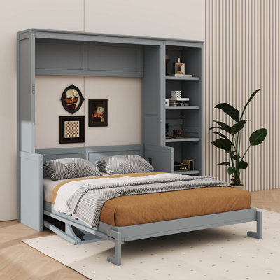 Murphy Bed With Built-In Desk And Bookshelf Combination