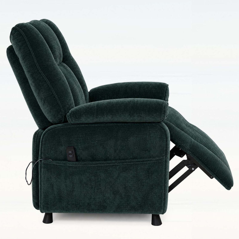 Fauteuil inclinable électrique avec mécanisme d'inclinaison motorisé fluide, design ergonomique et rangement latéral pour un confort et une commodité ultimes.