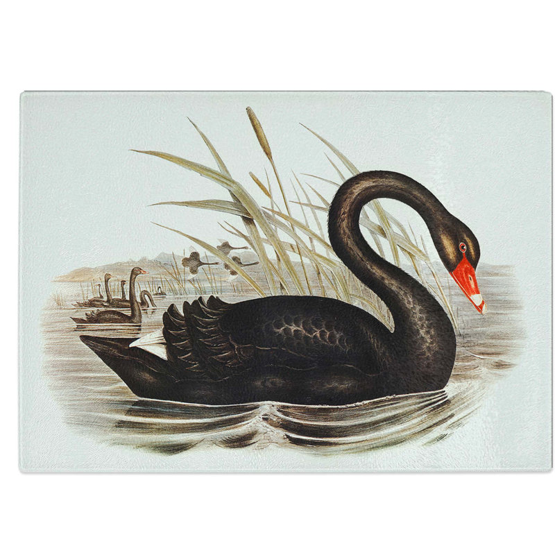 Tempered Glass Swan Chopping Board, 39 cm W x 28.5 cm L