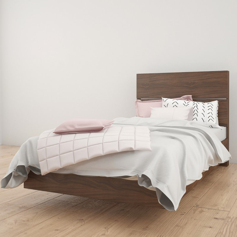 Aletse Platform Bed & Headboard, Queen, Walnut