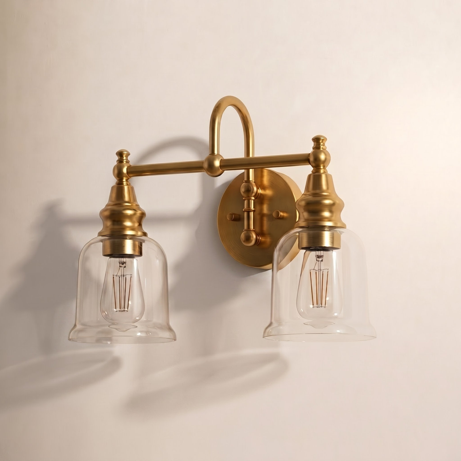 2-Light Dimmable Vanity Light, Brass