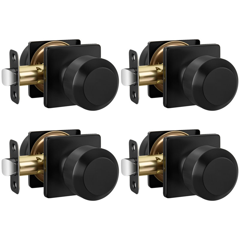 Boutons de porte de placard noir mat, boutons de porte de passage, bouton de porte noir intérieur sans serrure pour le couloir de placard, paquet de 4