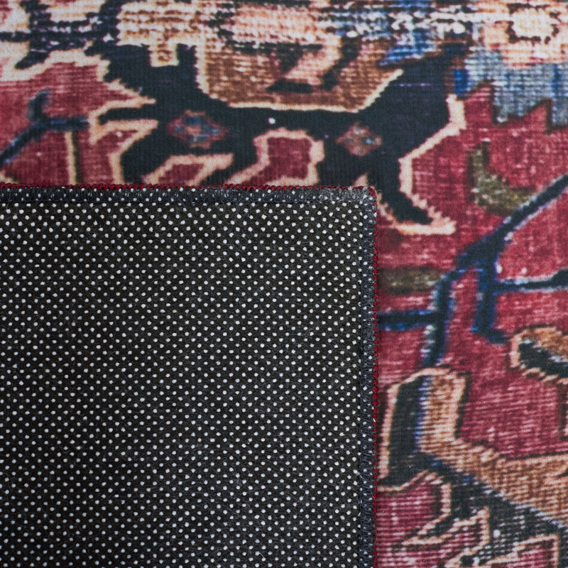Adon Oriental Red/Beige/Black Area Rug, Rectangle 8' x 10'