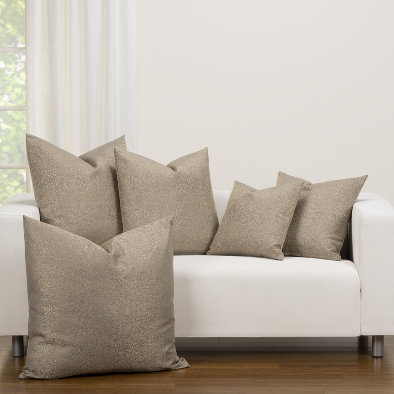 Effervescent Metallic Throw Pillow, Brown, 18" x 18", Feather