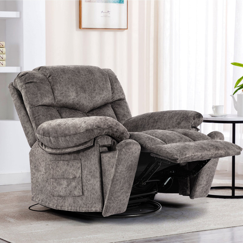 Fauteuil inclinable pivotant et berçant avec canapé en cuir reconstitué chauffant et chauffant, Gris