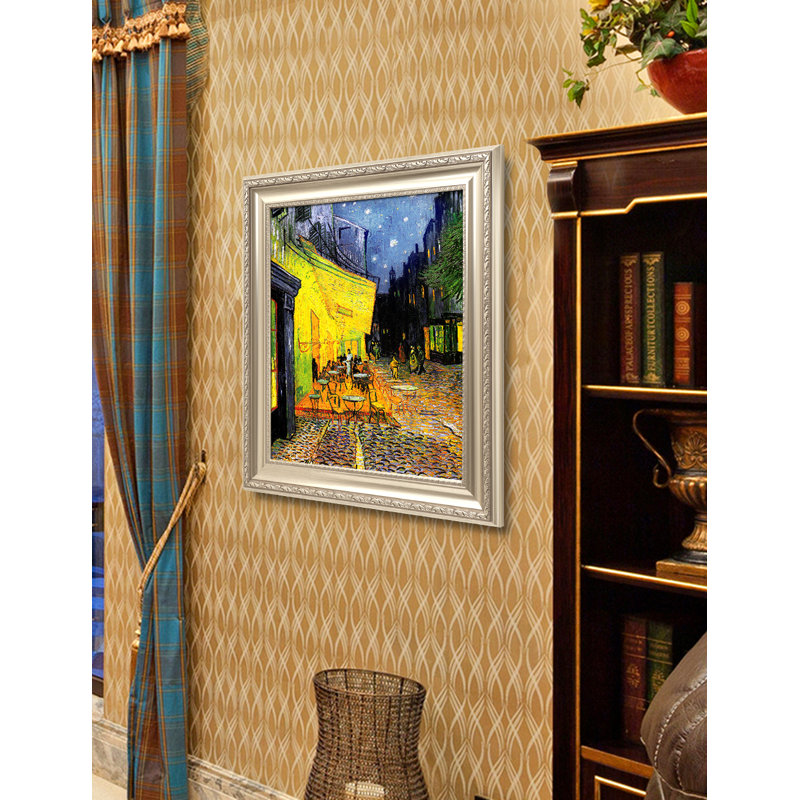 «Café Terrace at Night» par Vincent Van Gogh, reproduction d'art encadrée pour décoration murale, Cadre doré