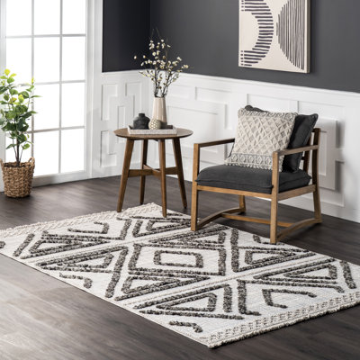 Eilene Geometric Diamond Tasseled Area Rug