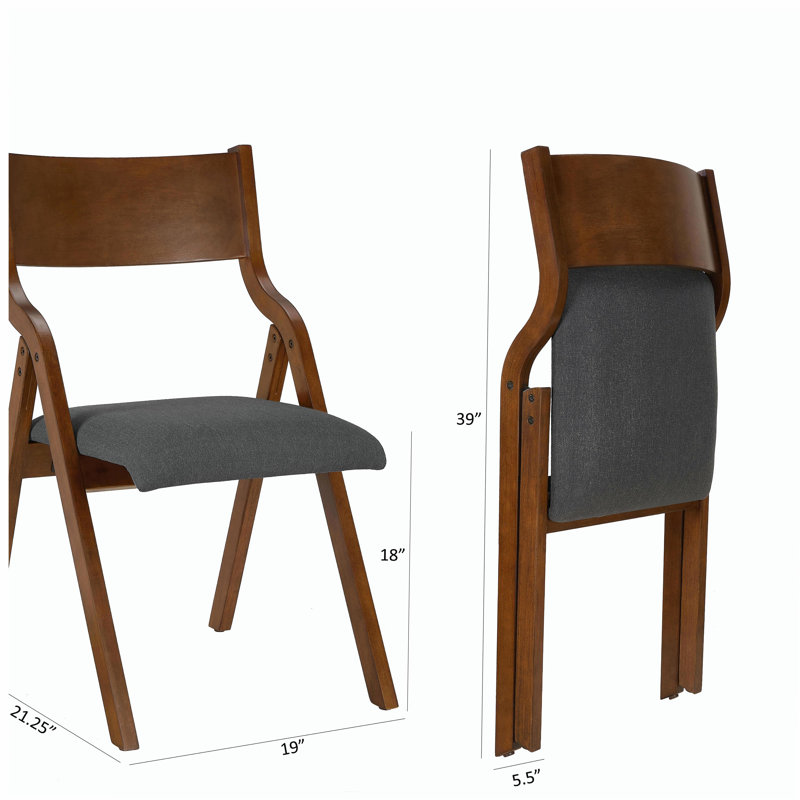 Chaise pliante rembourrée, peu encombrante, facile à transporter, salle à manger, aucun assemblage requis, paquet de 2 - gris et noyer