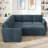 Hoelscher L-shaped Sleeper Sectional Upholstered Sofa Bed With Storage Space Corduroy Blue-122510079