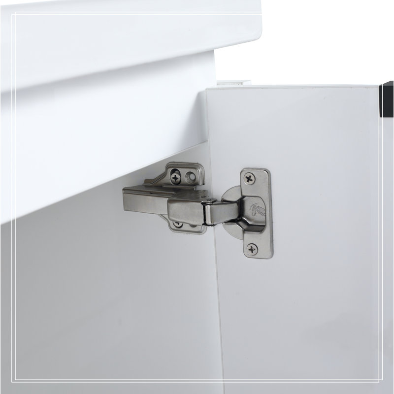 Meuble-lavabo à fermeture en douceur 60 po avec lavabo et petites tablettes de rangement