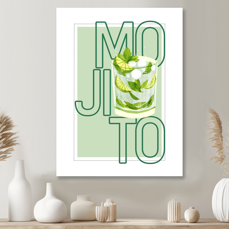 Mojito Traditional Cuban Punch III - Art mural cocktails, Métal métal, H 20 po x l 12 po x P 1 po
