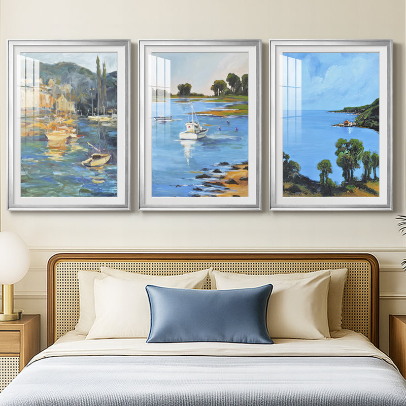 Tiges tropicales II - reproduction encadrée sur mesure de qualité supérieure mate - 3 pièces, H 21 po x l 30 po