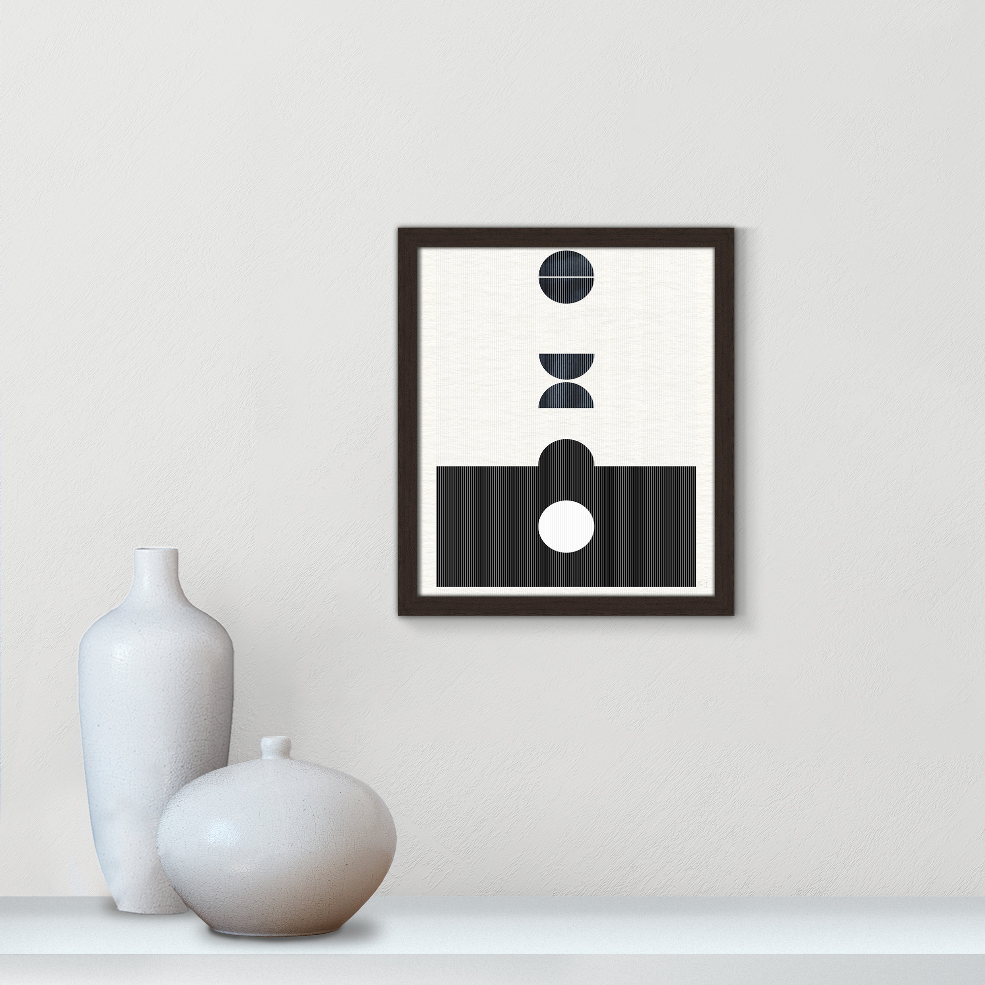 Eclipse I by Susan Jill, 15" H x 13" W x 0.75" D, Open Grain Walnut Framed