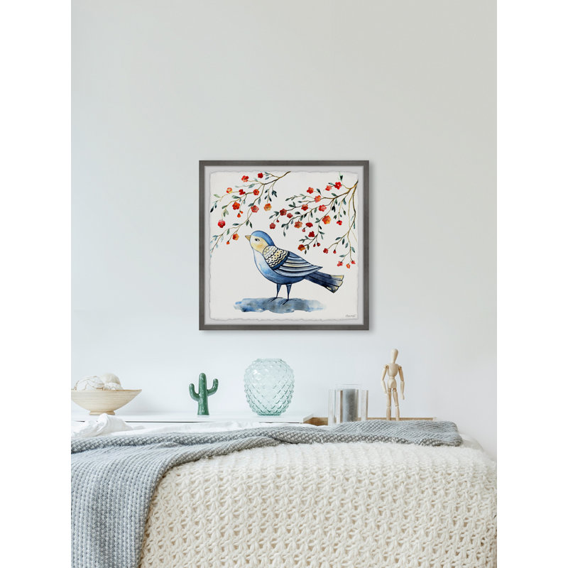 Bluebird Blossom by Marmont Hill - Single Picture Frame Painting, 30cm H x 30cm W x 3.81cm D